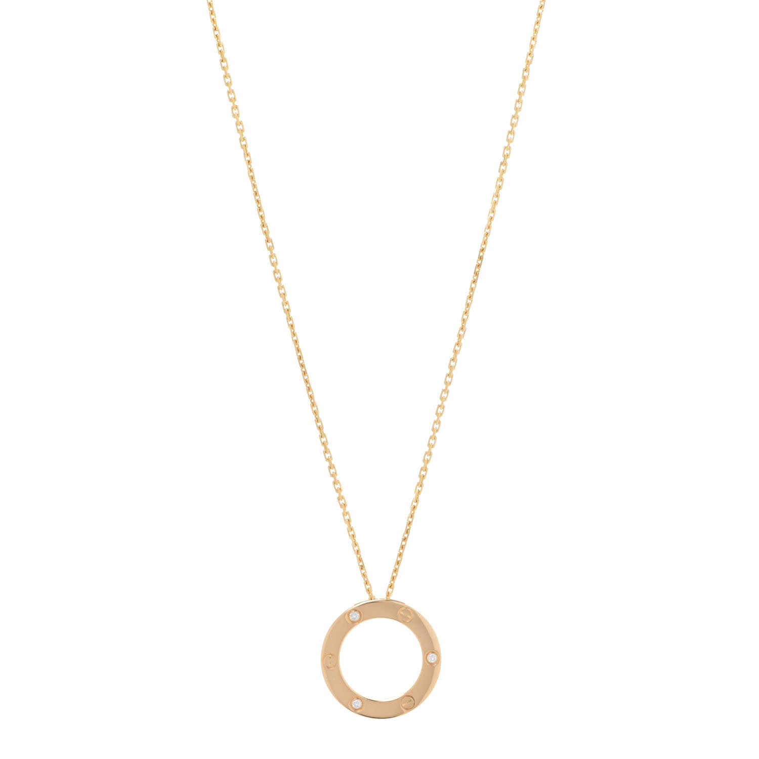 Cartier 18K Yellow Gold 3 Diamonds LOVE Pendant Necklace 1 of 6
