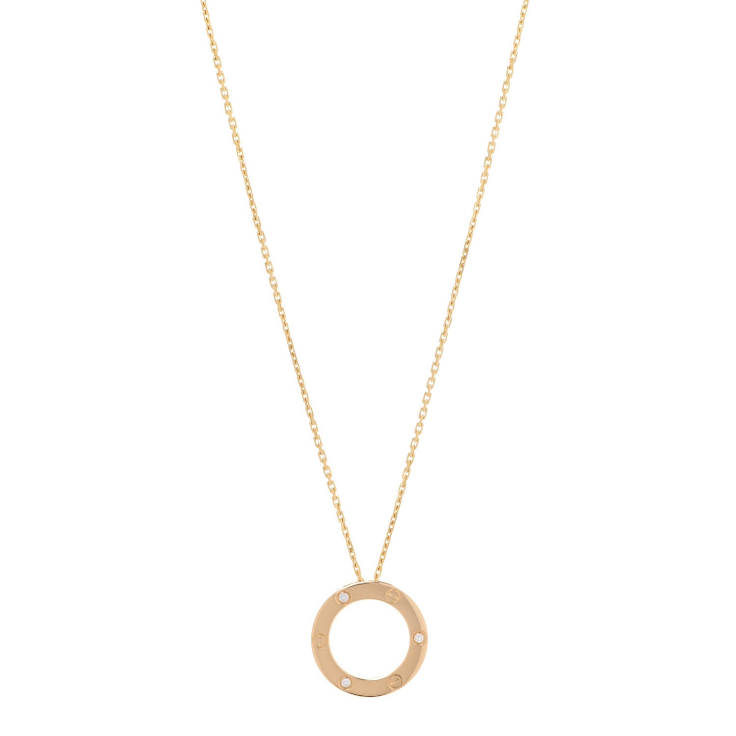 18K Yellow Gold 3 Diamonds LOVE Pendant Necklace