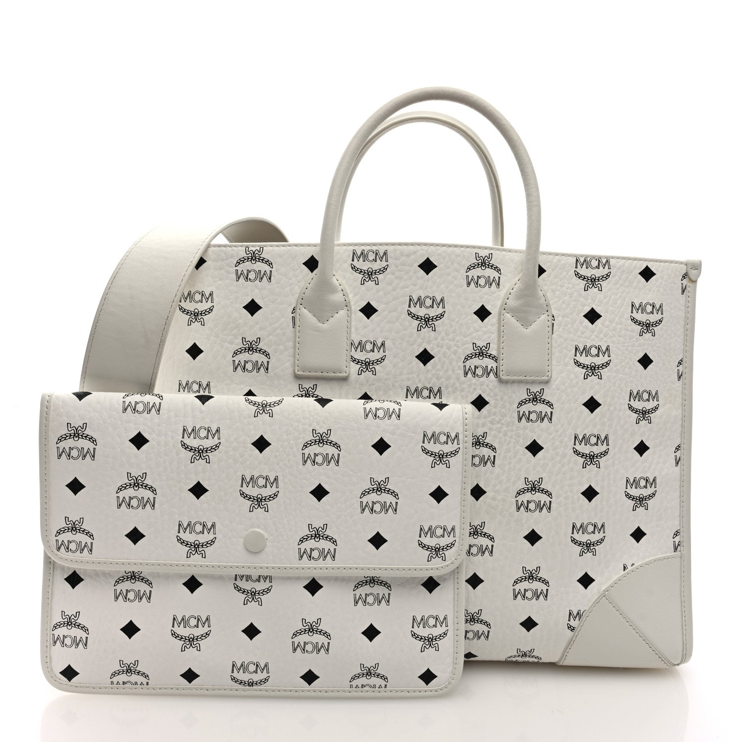 MCM Visetos Large Munchen Tote White 3 of 10