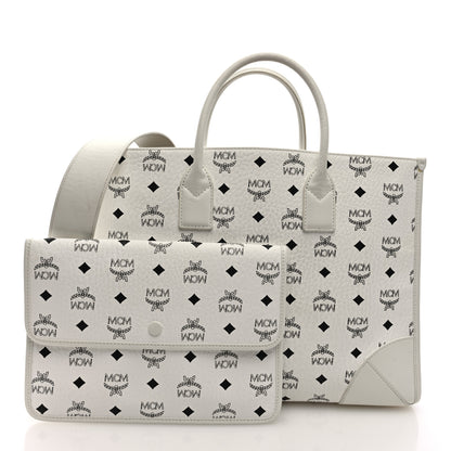 MCM Visetos Large Munchen Tote White 3 of 10