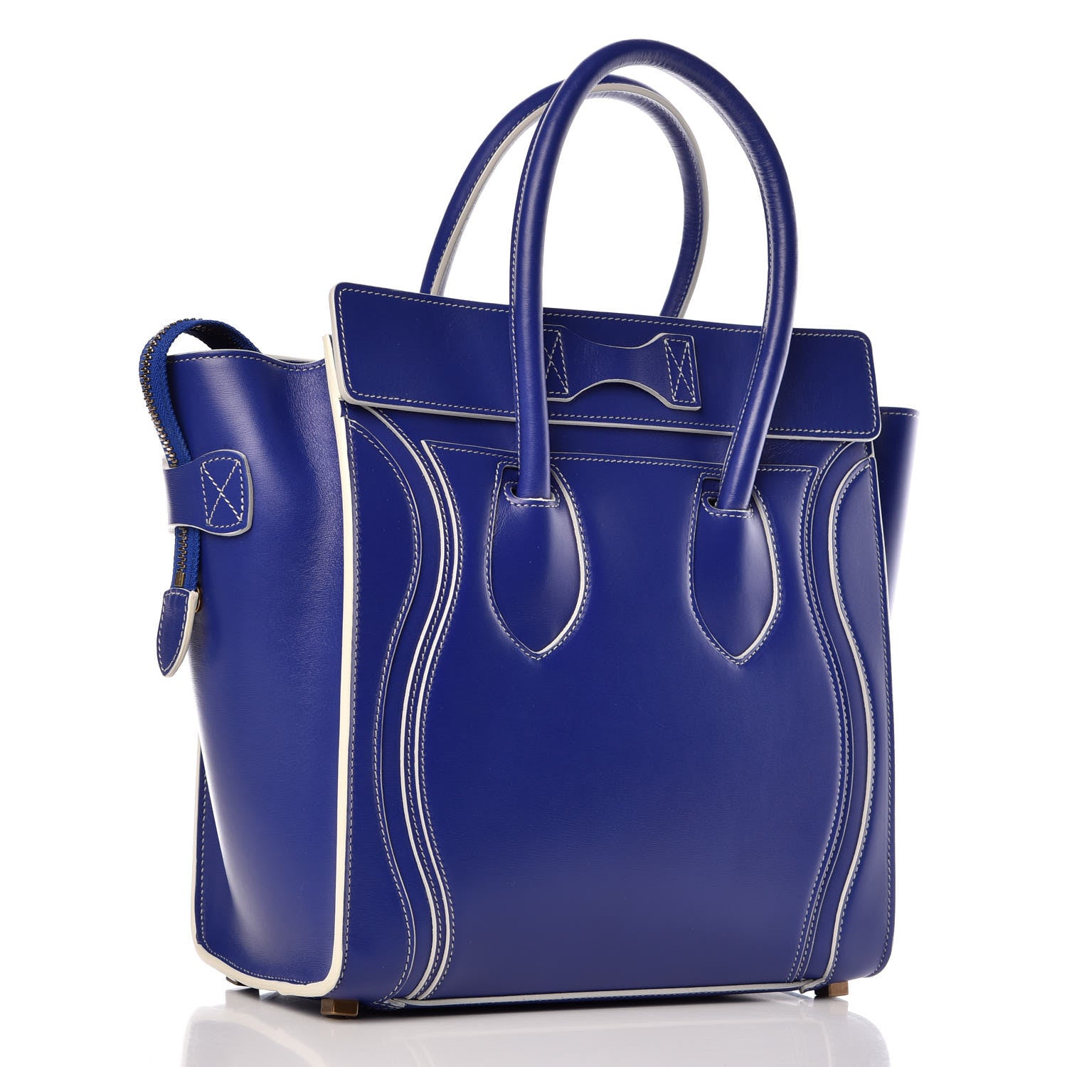 Celine Satin Calfskin Micro Debossed Luggage Blue 3 of 10