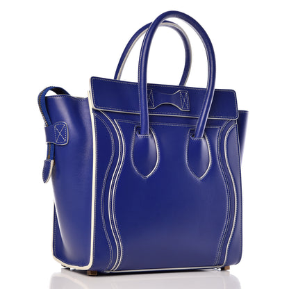 Celine Satin Calfskin Micro Debossed Luggage Blue 3 of 10