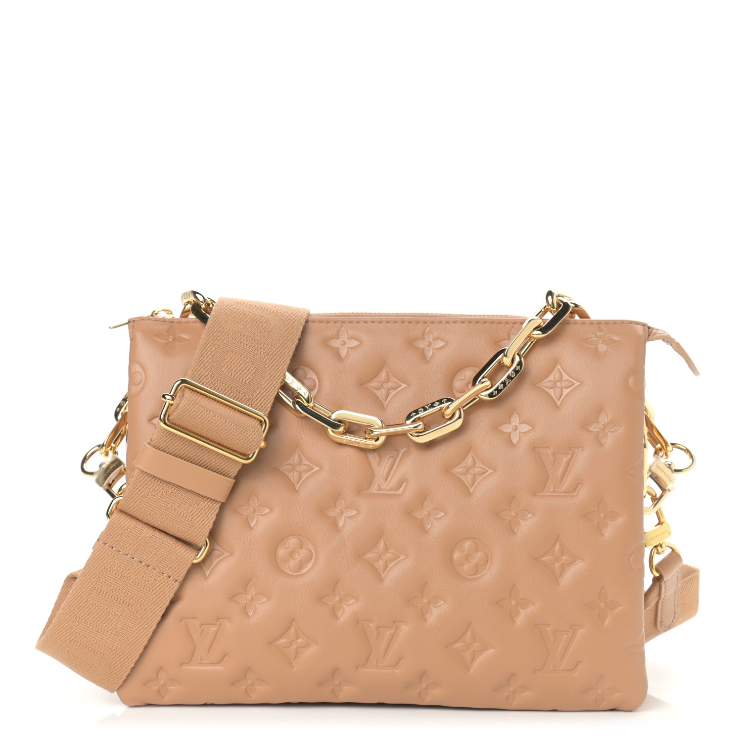 Louis Vuitton Lambskin Embossed Monogram Coussin PM Camel 1 of 8