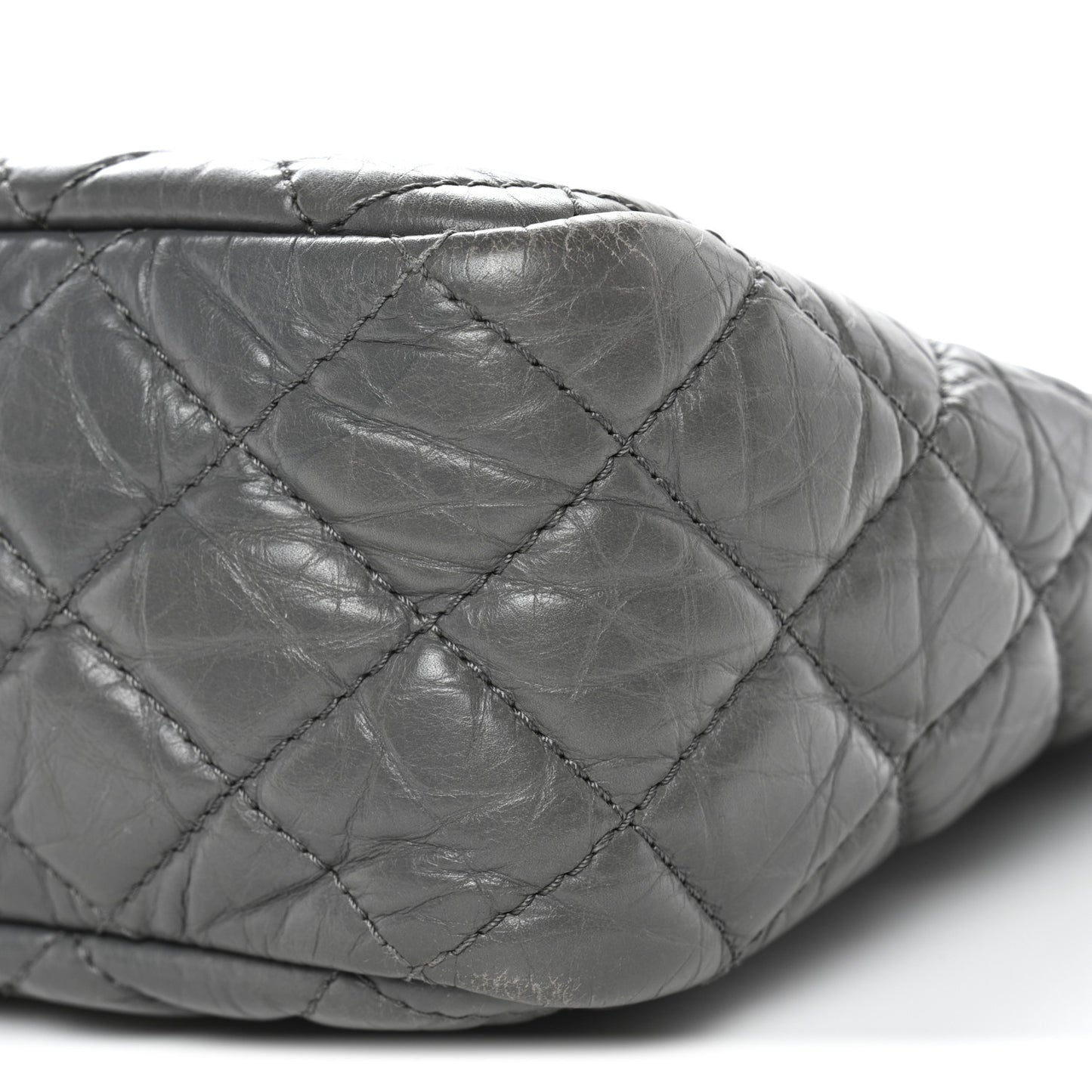 Aged Calfskin Quilted Large Reissue Camera Case Grey