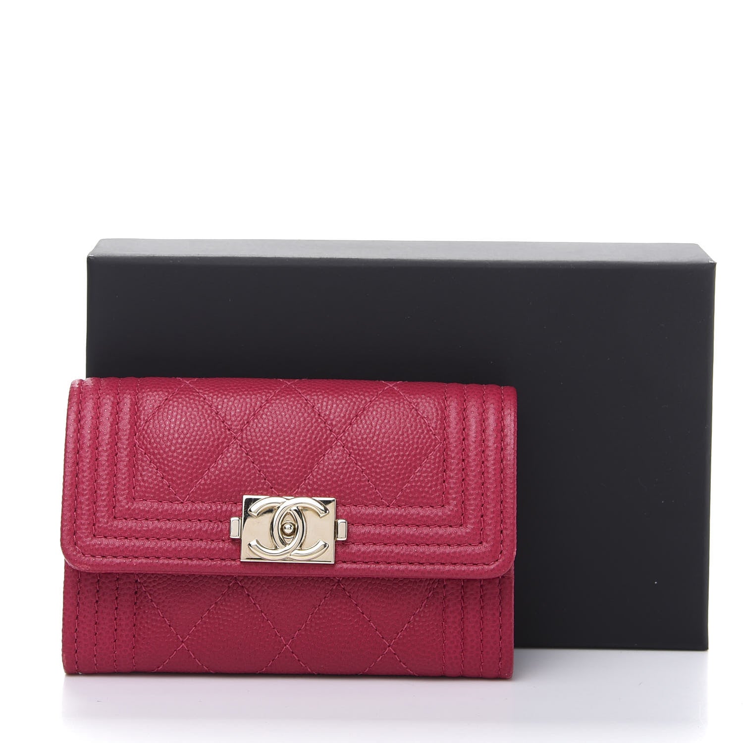 Chanel Caviar Quilted Boy Flap Card Holder Fuchsia 11 of 11