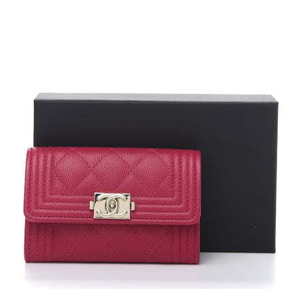 Chanel Caviar Quilted Boy Flap Card Holder Fuchsia 11 of 11
