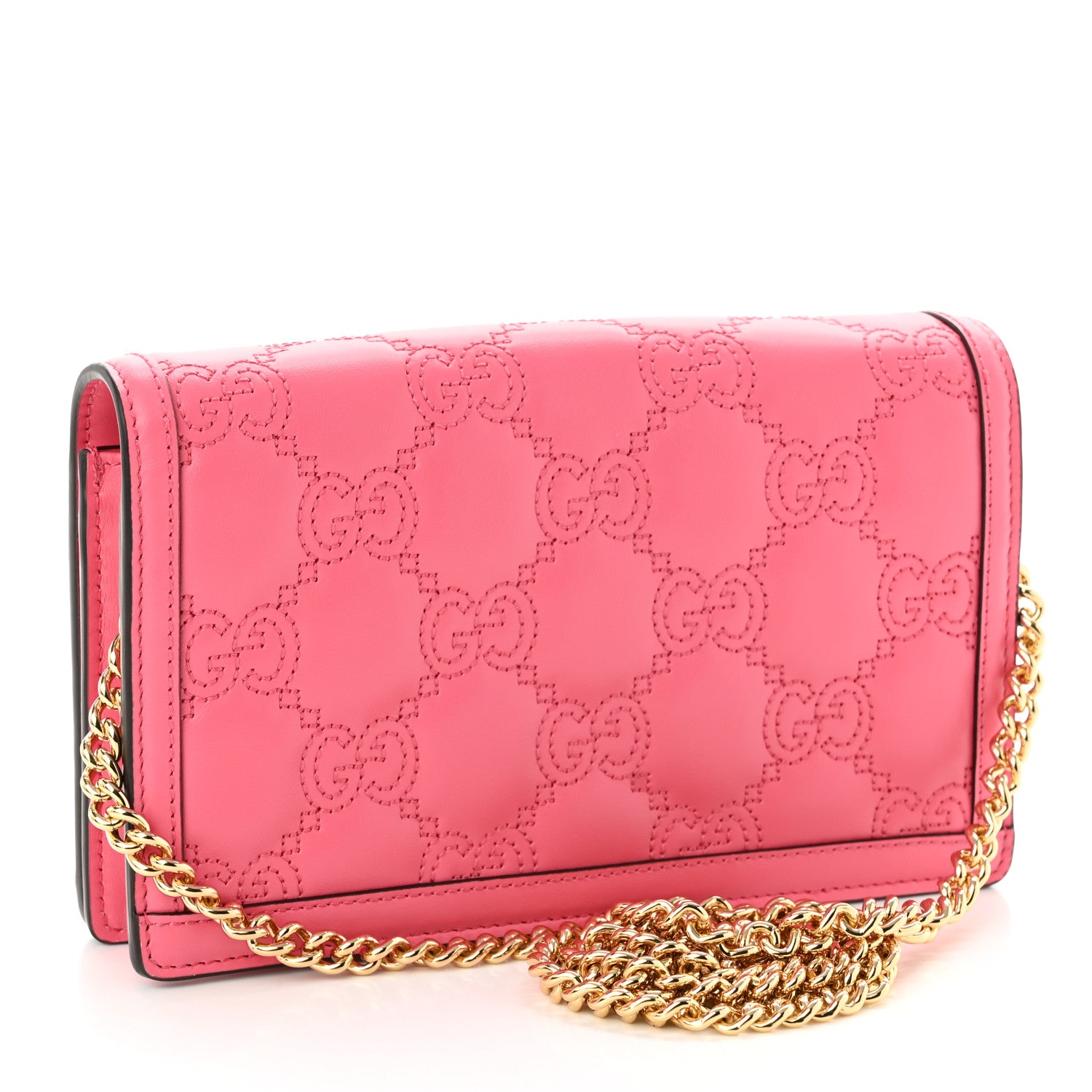 Gucci Calfskin GG Matelasse Chain Wallet Rhodamine Pink 3 of 10
