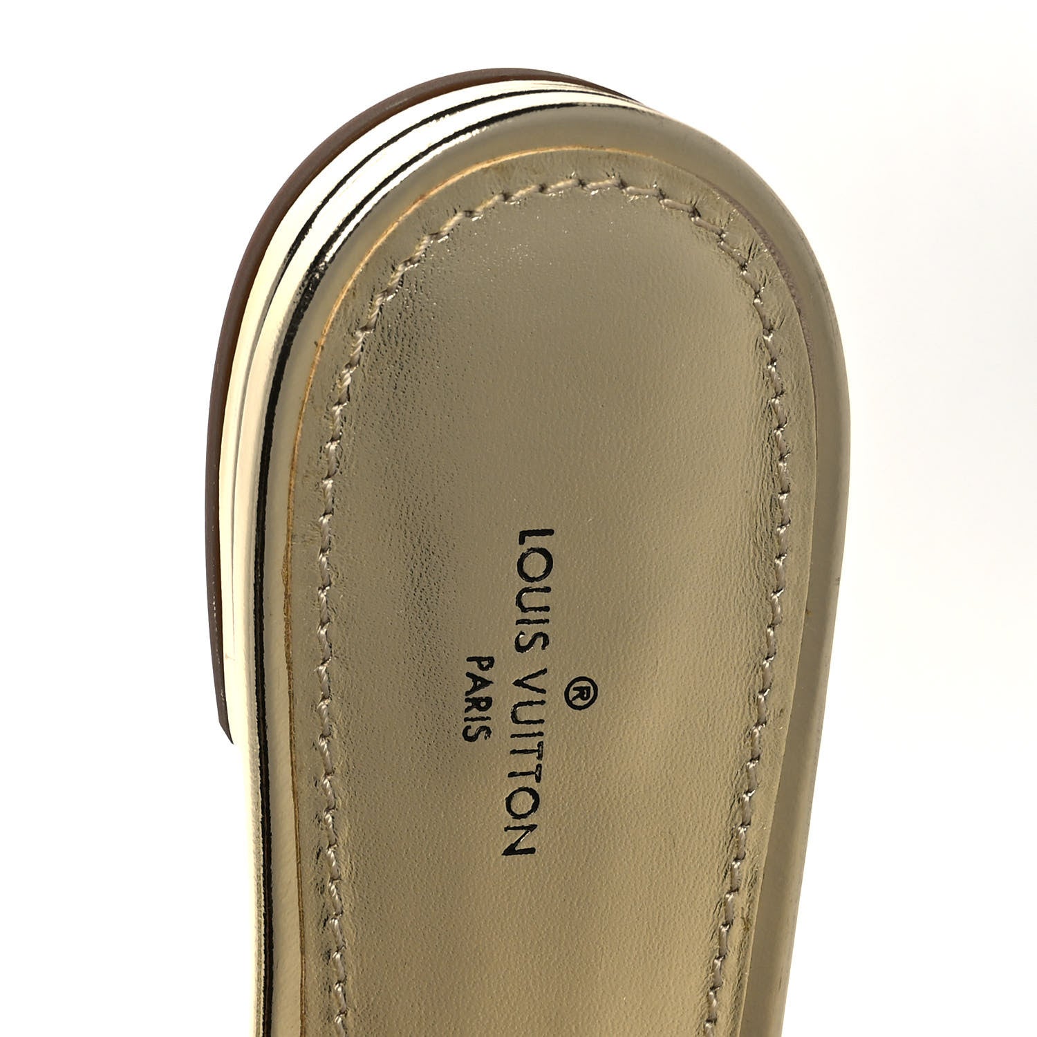 Louis Vuitton Metallic Lambskin Embossed Monogram Revival Flat Mules 40 Gold 7 of 8
