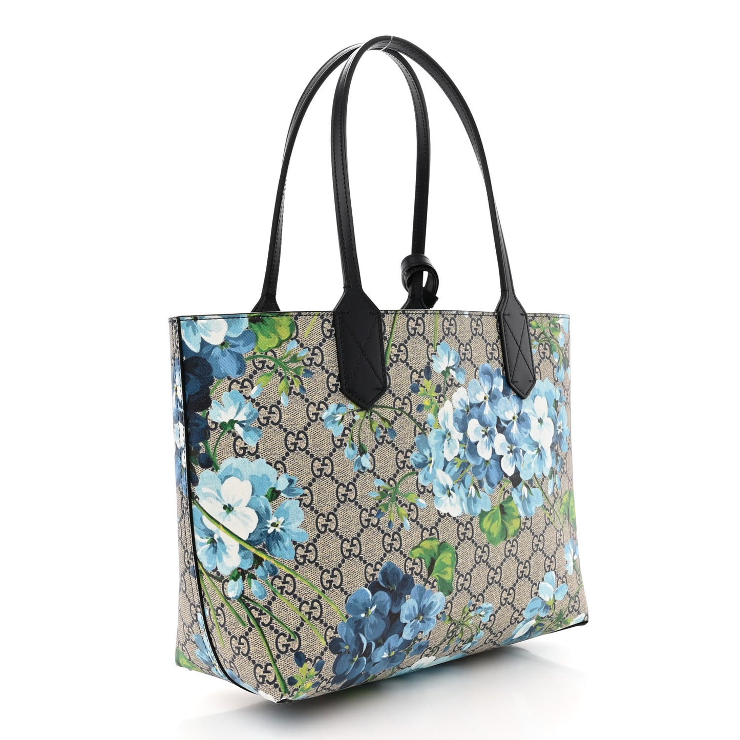 GG Supreme Monogram Blooms Small Reversible Tote Beige Blue Navy
