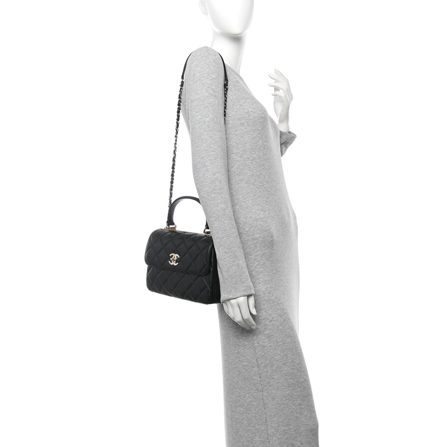 Chanel Lambskin Quilted Small Trendy CC Dual Handle Flap Bag Black 2 of 14