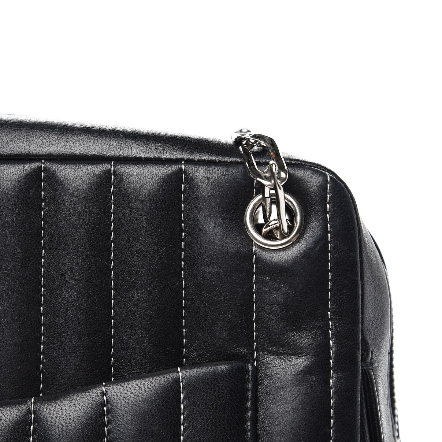 Lambskin Vertical Quilted Mademoiselle Small Camera Case Black