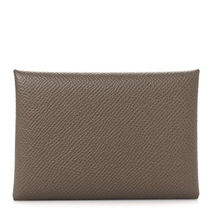 Hermes Epsom Calvi Duo Card Case Etoupe 1 of 7