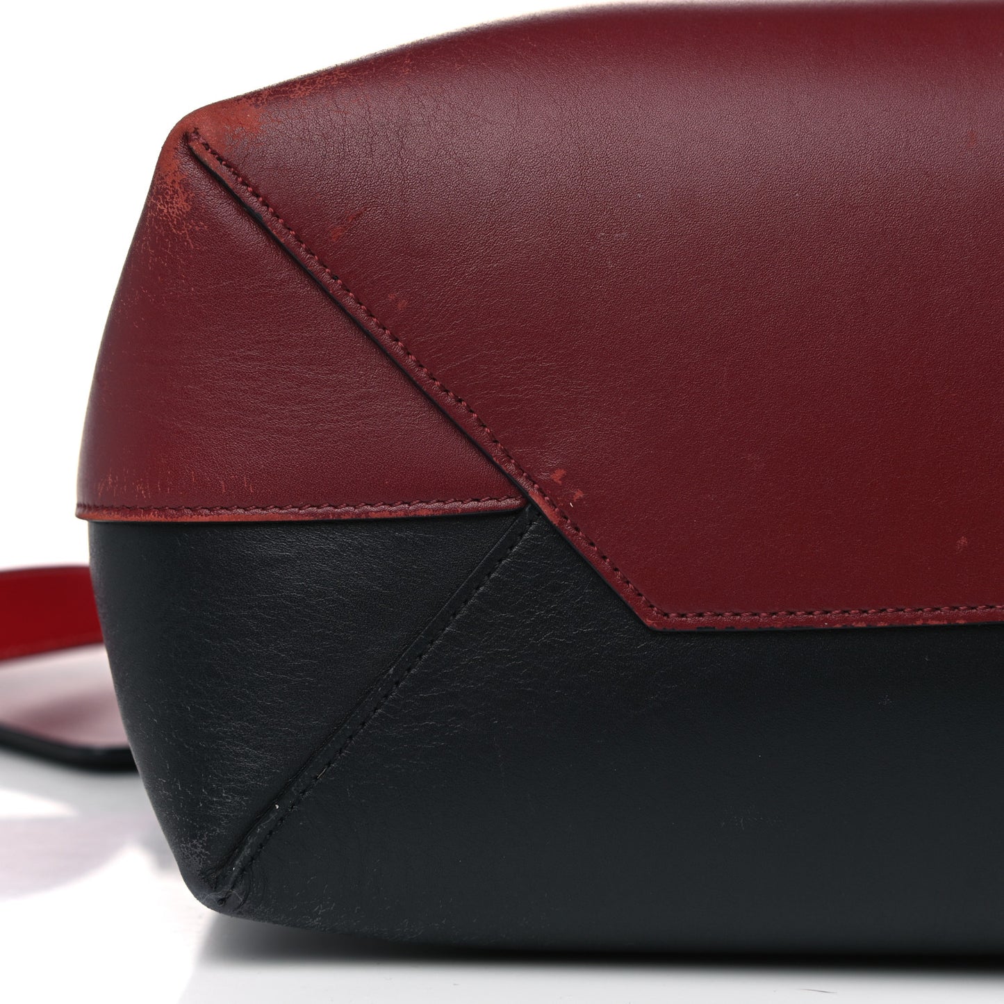 Shiny Smooth Calfskin Small Twisted Cabas Dark Ruby Navy