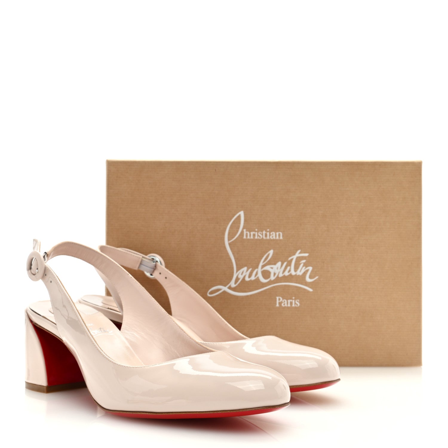 Christian Louboutin Patent So Jane Sling 55 Pump 38.5 Leche 8 of 8
