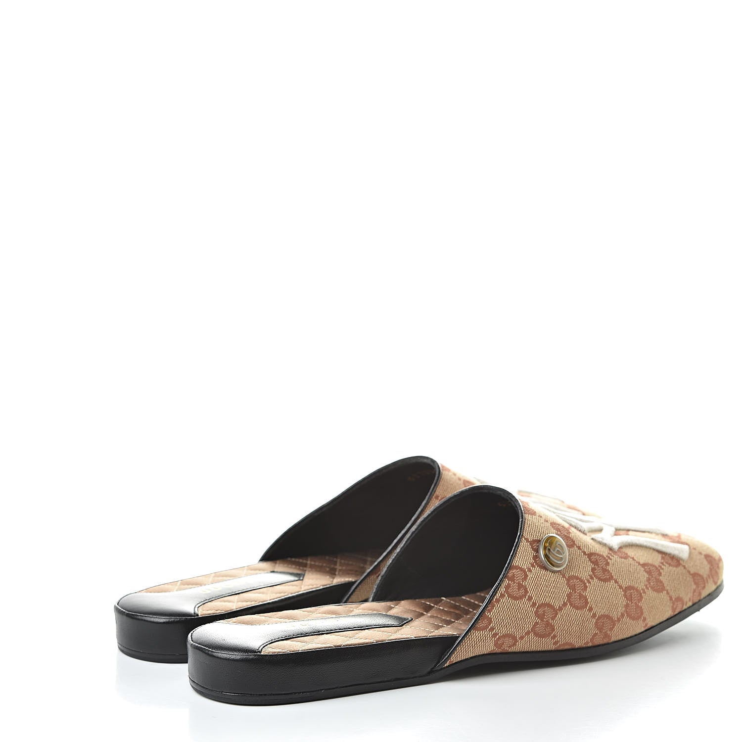 Gucci X MLB Monogram NY Yankees Embroidered Womens GG Slippers 41 Beige Ruggine 4 of 9