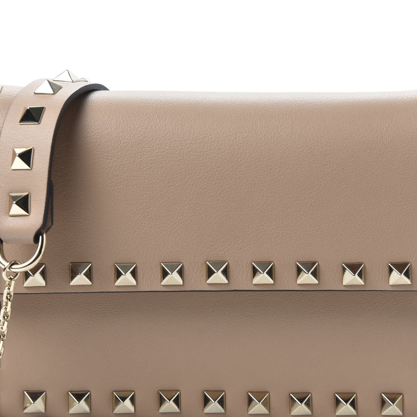 Vitello Mini Rockstud Flap Wallet on Chain Camel Rose