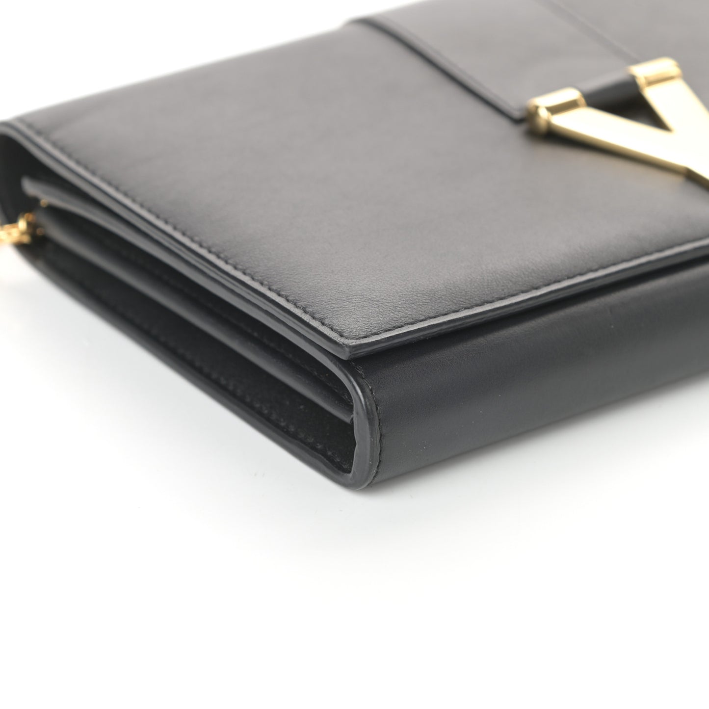 Calfskin Classic Y Ligne Chain Wallet Black