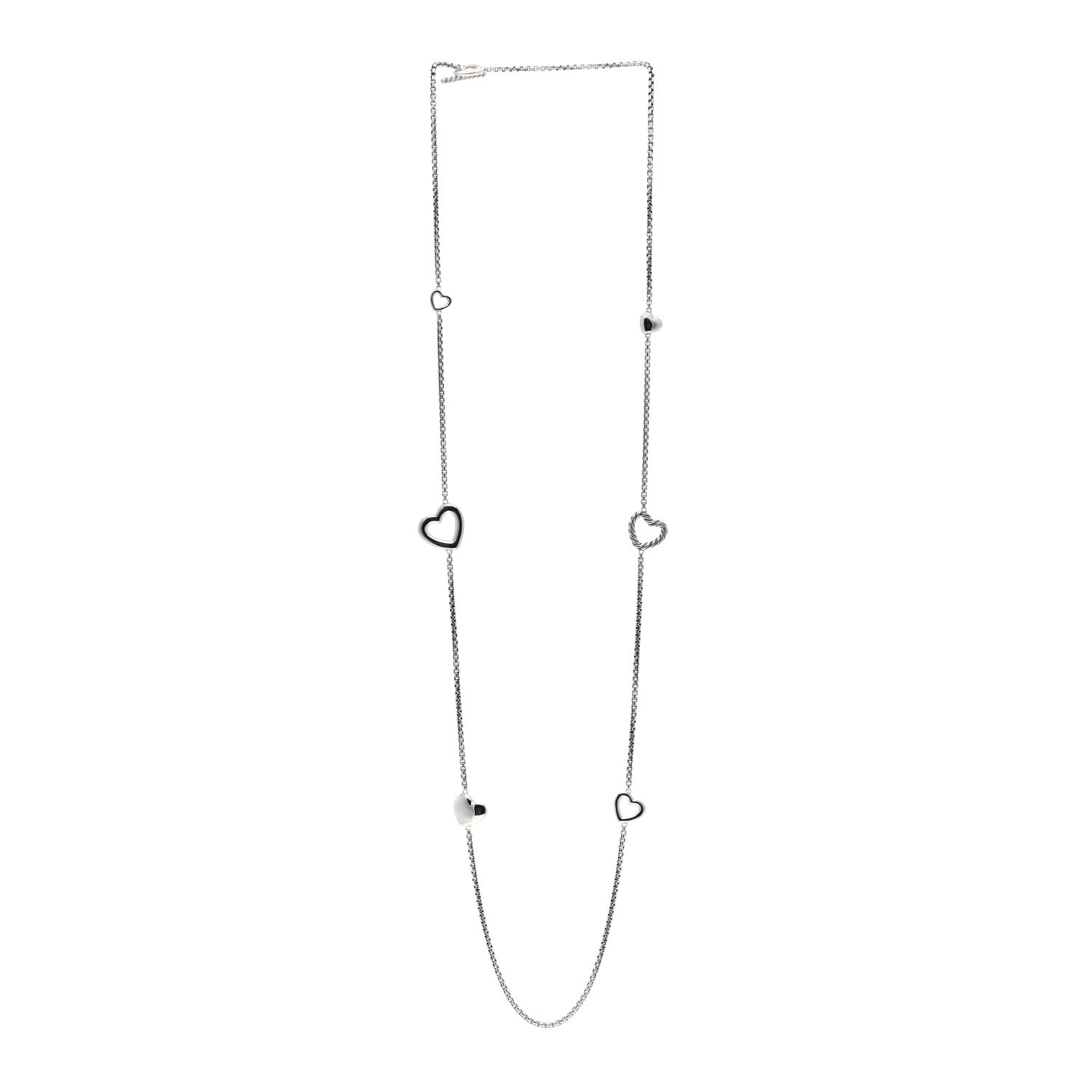 David Yurman DAVID YURMAN Sterling Silver Cable Heart Chain Necklace 3 of 4