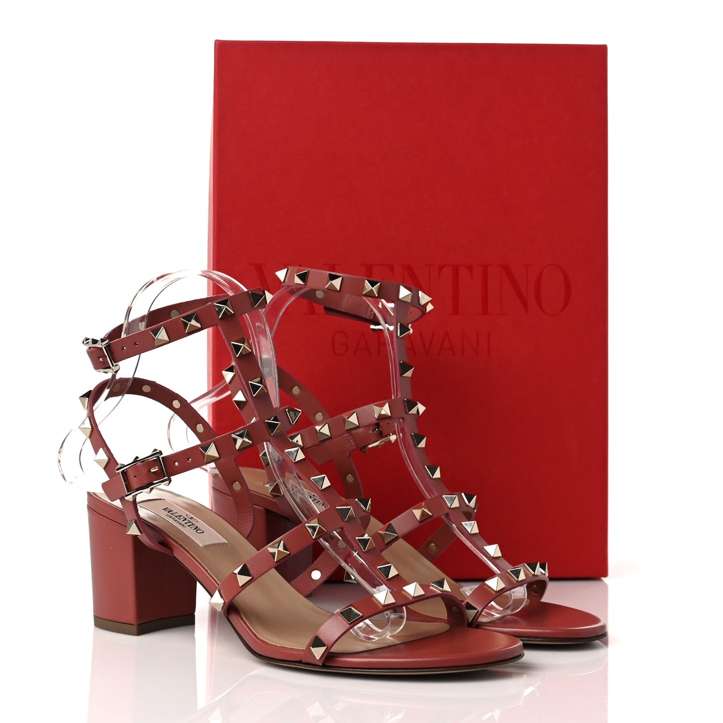 Calfskin Rockstud 60mm City Sandals 39 Gingerbread