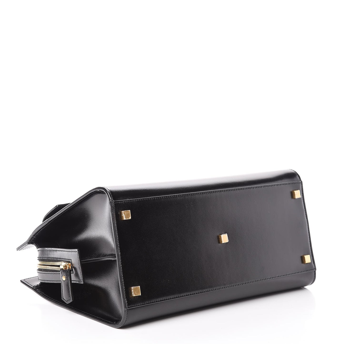 Shiny Calfskin Medium Uptown Tote Black