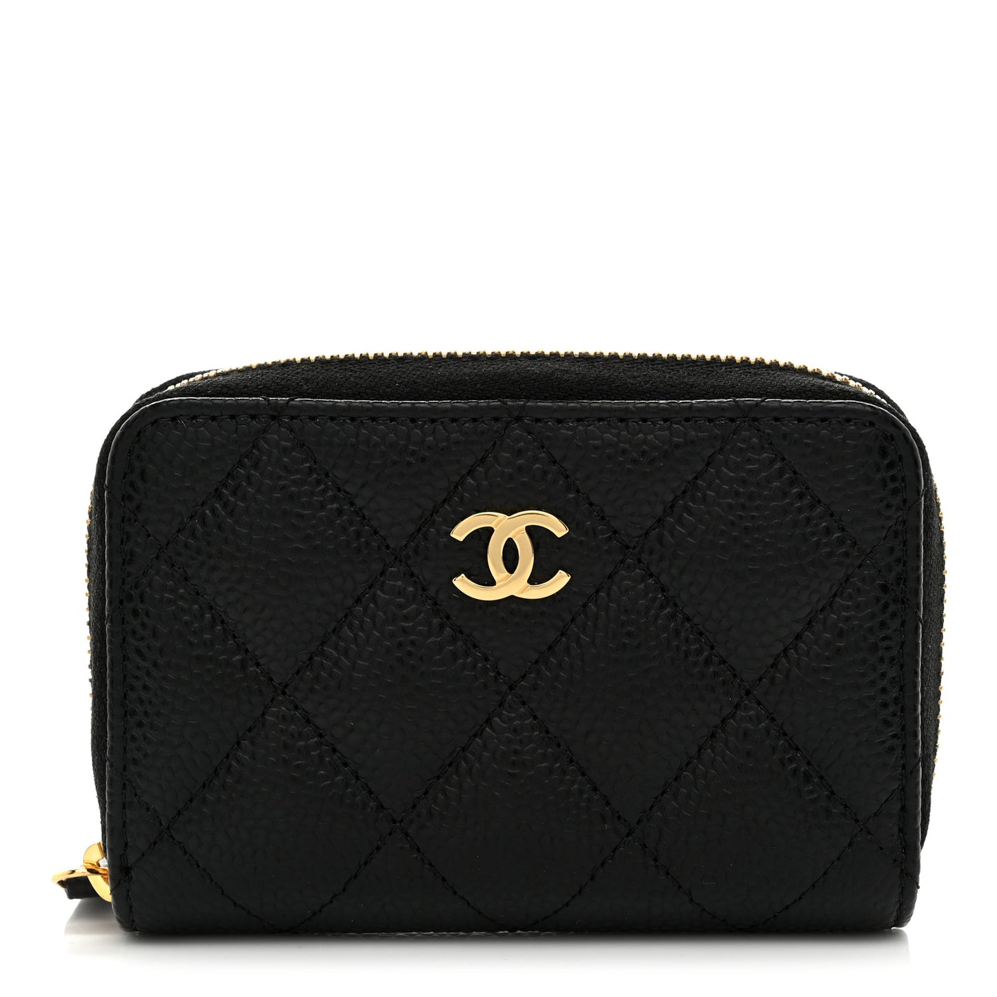 Caviar Quilted Zip Coin Purse Black