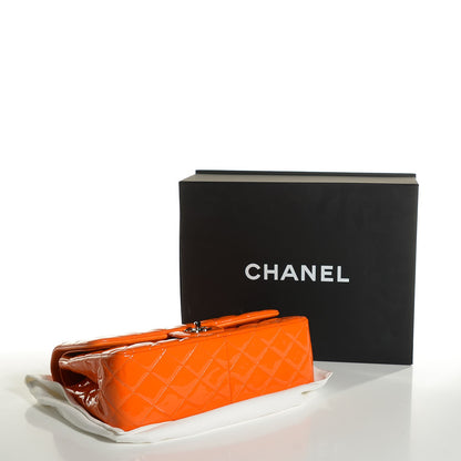 Chanel Patent Quilted Jumbo Double Flap Orange 4 of 7