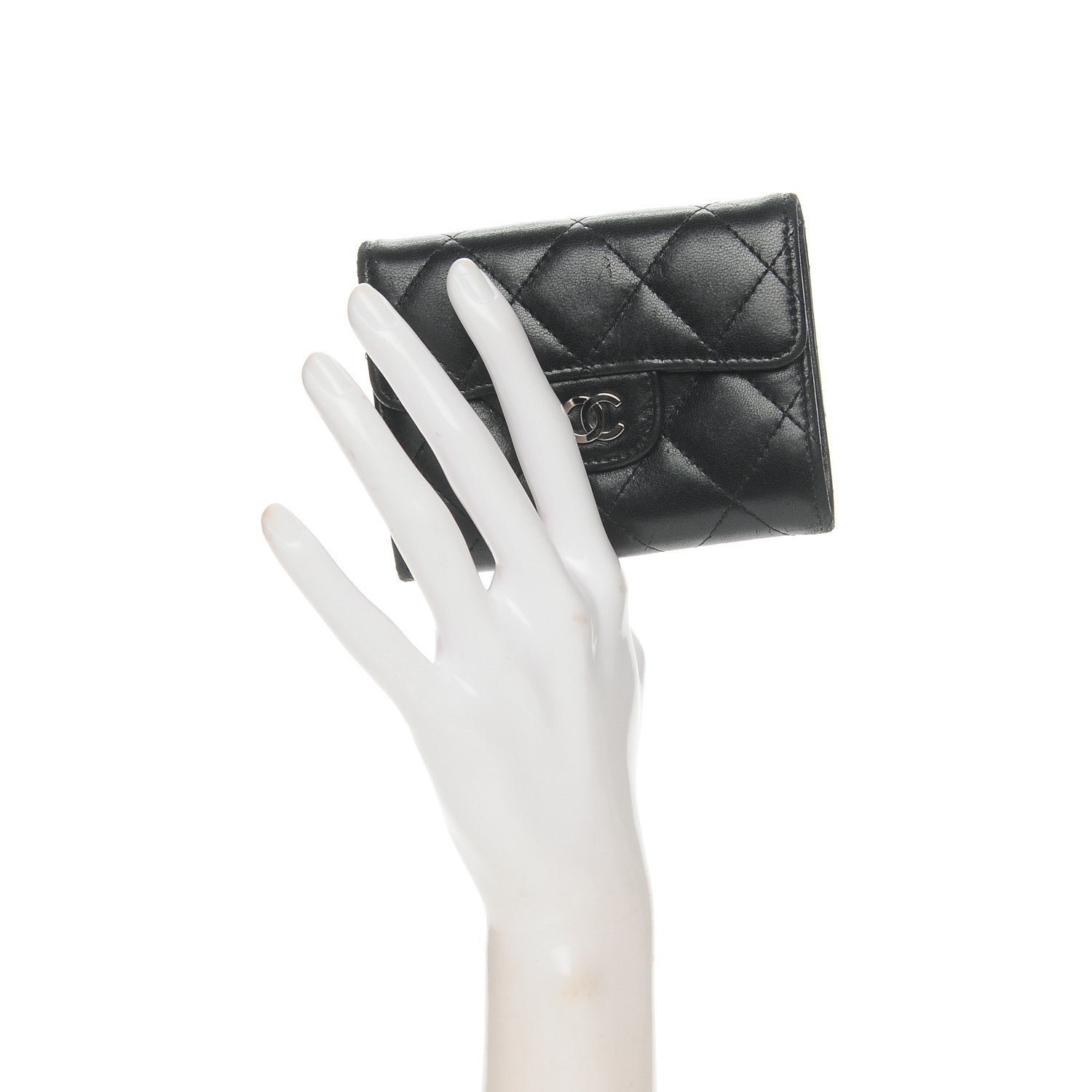 Chanel Lambskin Quilted Flap Card Holder Wallet Black 2 of 8