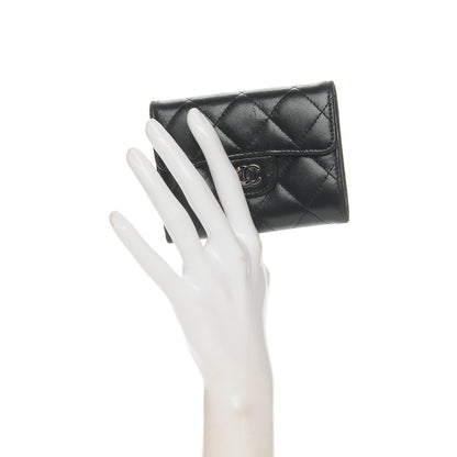 Chanel Lambskin Quilted Flap Card Holder Wallet Black 2 of 8