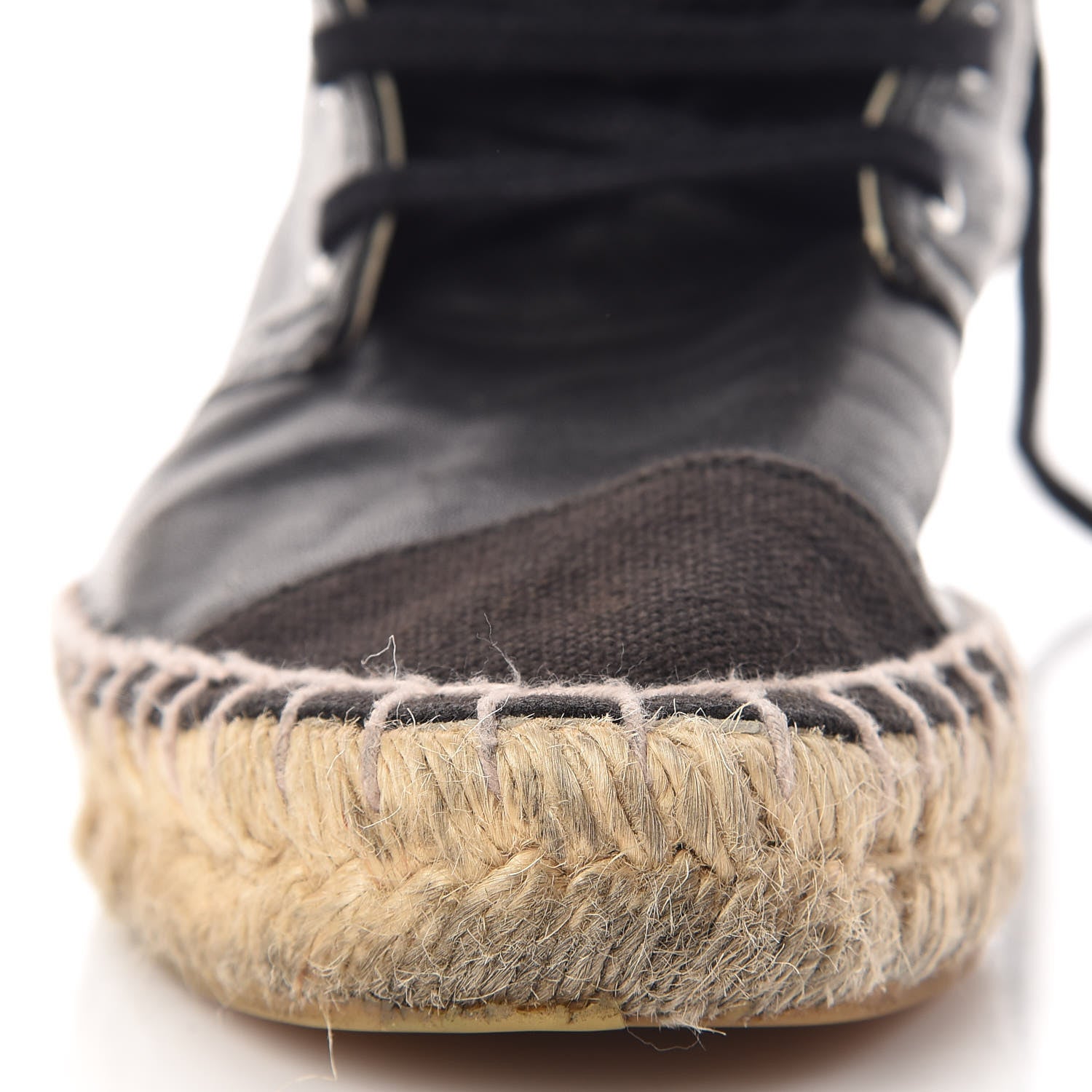 Chanel Lambskin Canvas Cap Toe Lace Up Espadrilles 35 Black 19 of 20