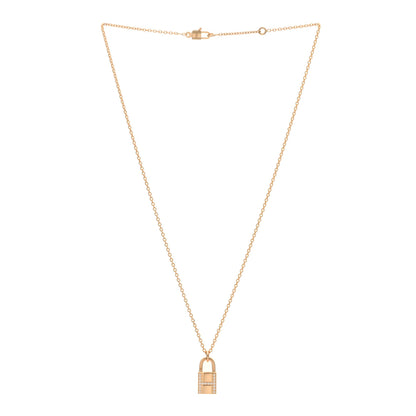 Hermes 18K Rose Gold Diamond Amulettes Cadenas Pendant Necklace 2 of 4