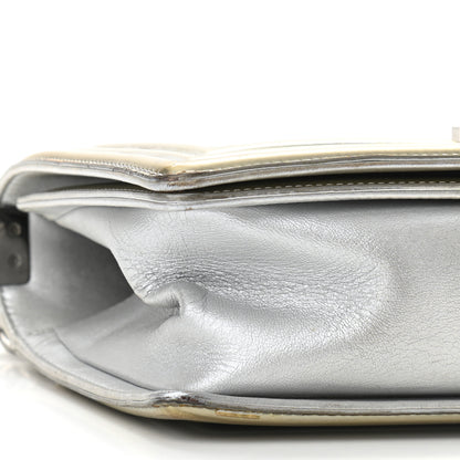 Chanel Metallic Patent Calfskin Quilted Medium Boy Flap Silver 10 of 11