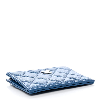 Chanel Caviar Quilted CC Zip Card Holder Blue 4 of 8