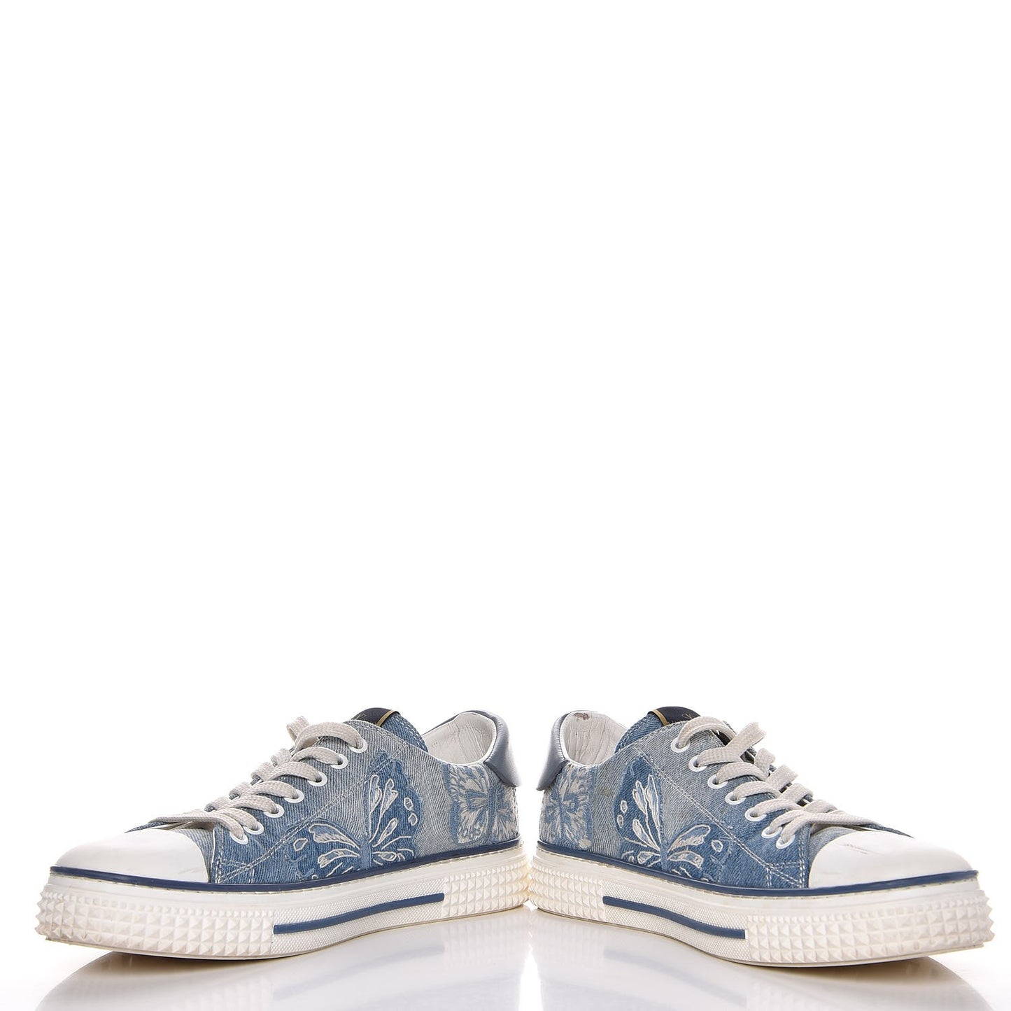 Denim Butterfly Embroidered Sneakers 41 Light Denim
