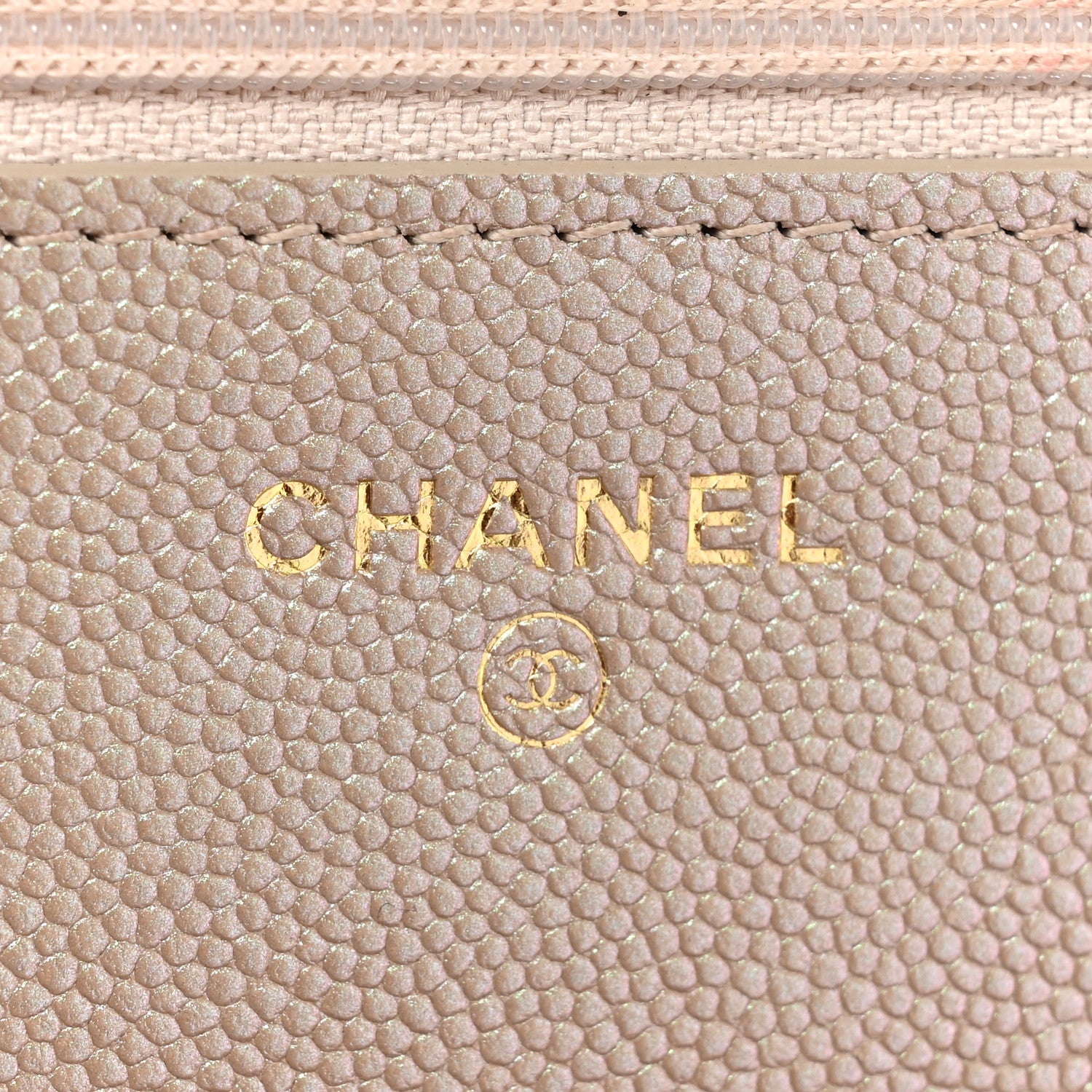 Chanel Iridescent Caviar Quilted Wallet on Chain WOC Beige 7 of 14