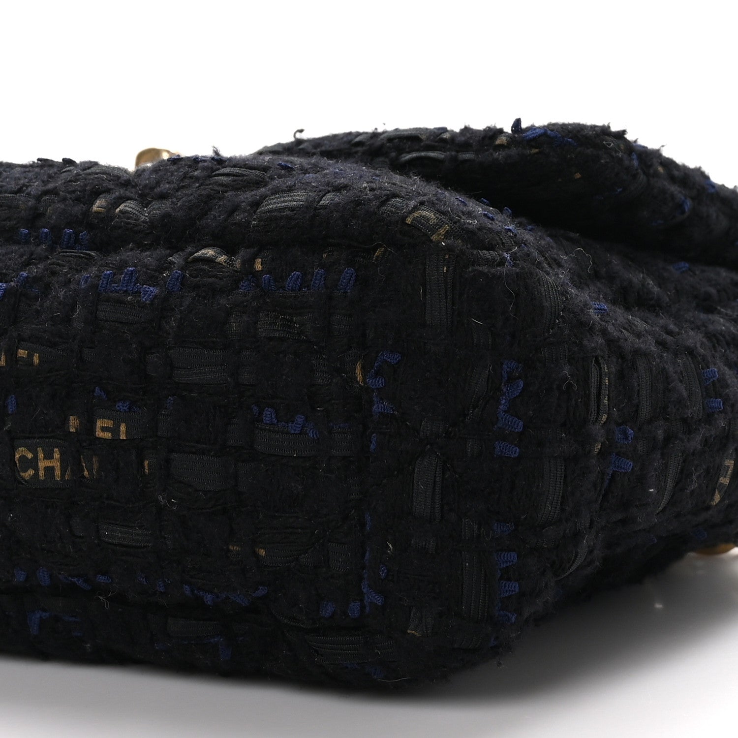 Chanel Tweed Quilted Medium Chanel 19 Flap Black Navy Gold 10 of 10