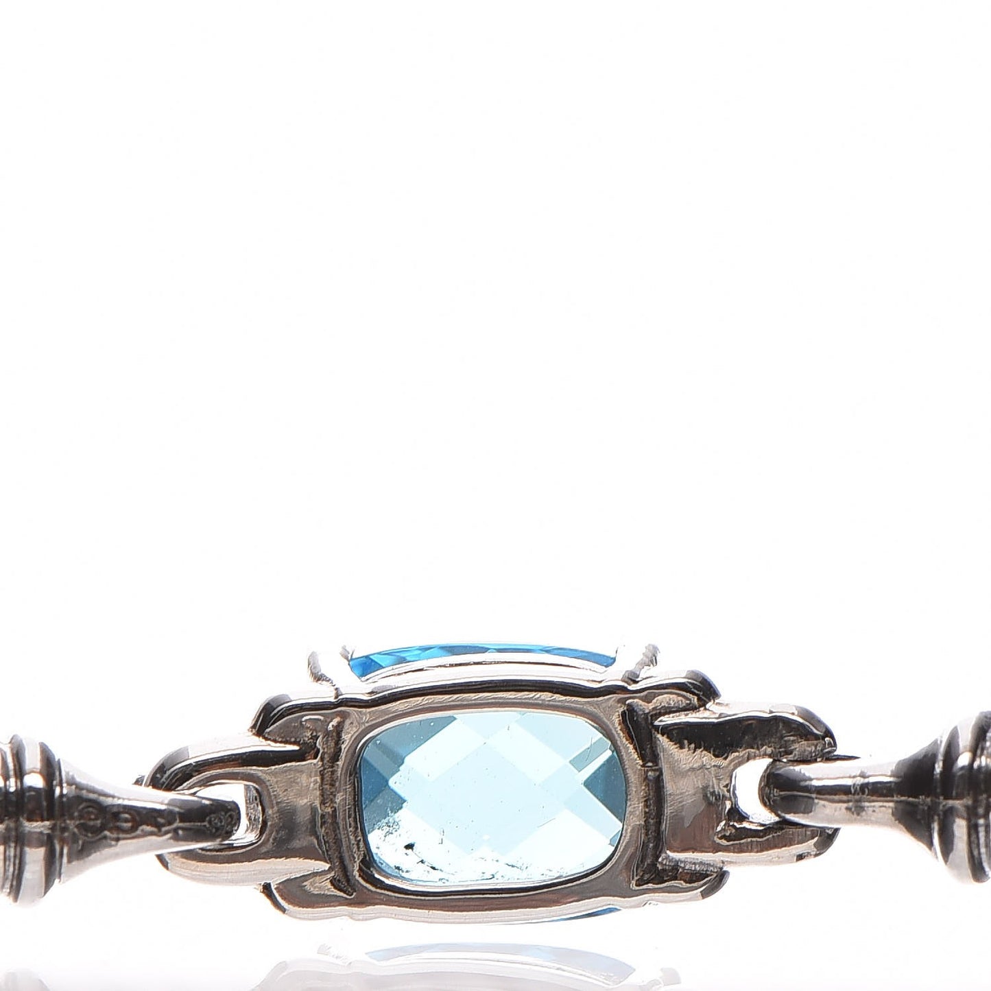 Sterling Silver Diamond Blue Topaz 3mm Petite Wheaton Bracelet