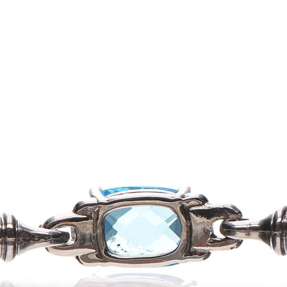 David Yurman Sterling Silver Diamond Blue Topaz 3mm Petite Wheaton Bracelet 4 of 7