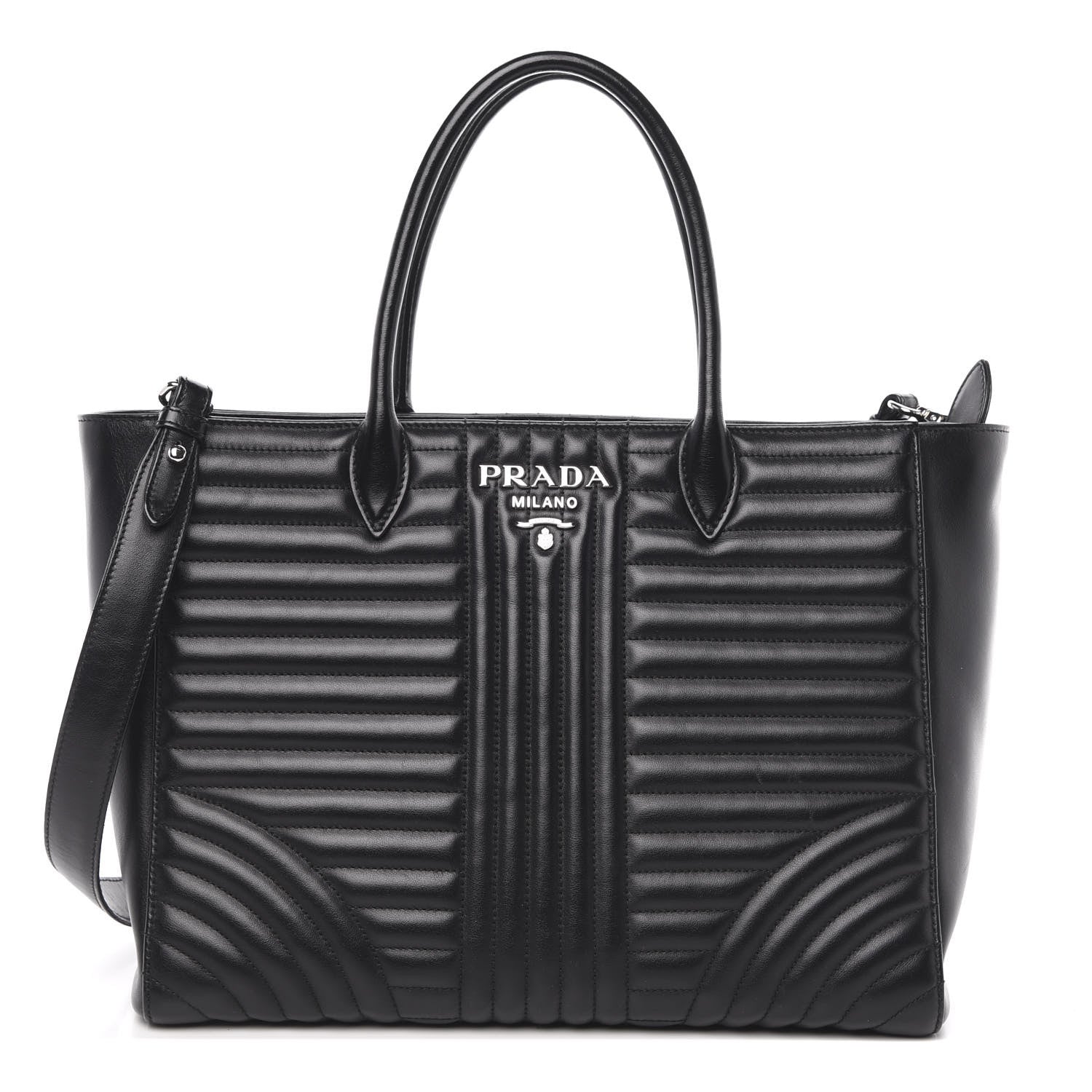 Prada Soft Calfskin Impunture Diagramme Tote Black 1 of 10