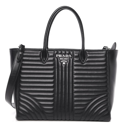 Prada Soft Calfskin Impunture Diagramme Tote Black 1 of 10