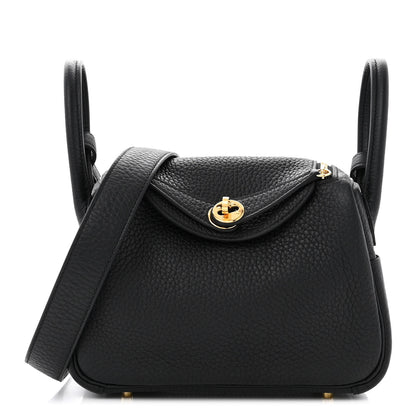 Hermes Taurillon Clemence Mini Lindy 20 Black 1 of 12