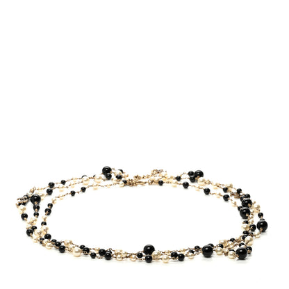 Chanel Pearl CC 100th Anniversary Coco Charm Necklace Black Beige Gold 4 of 7