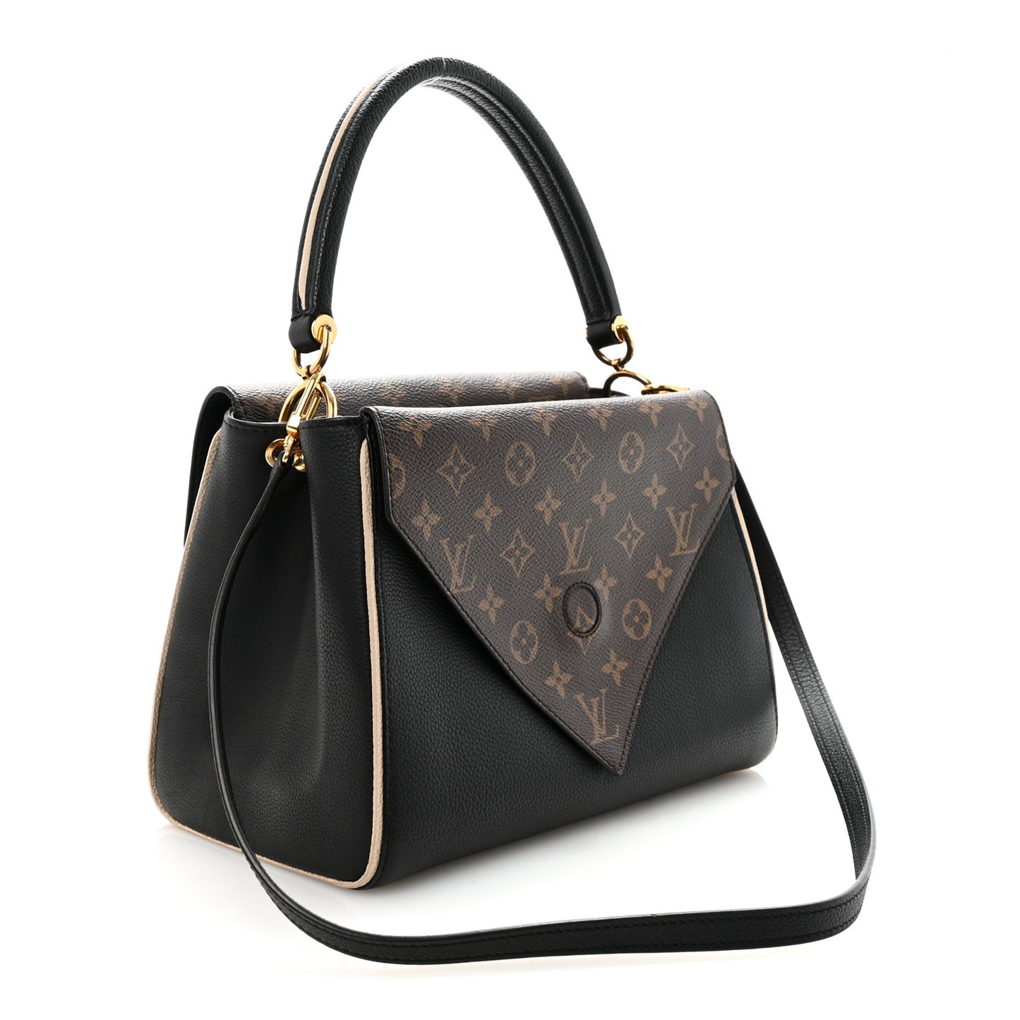 Grained Calfskin Monogram Double V Black