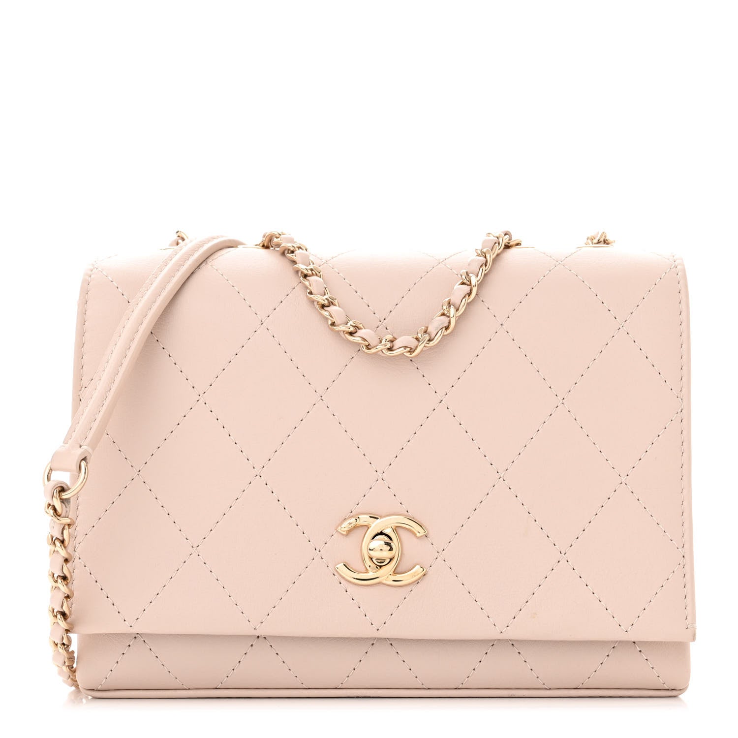 Chanel Calfskin Stitched Small Flap Light Beige 1 of 11