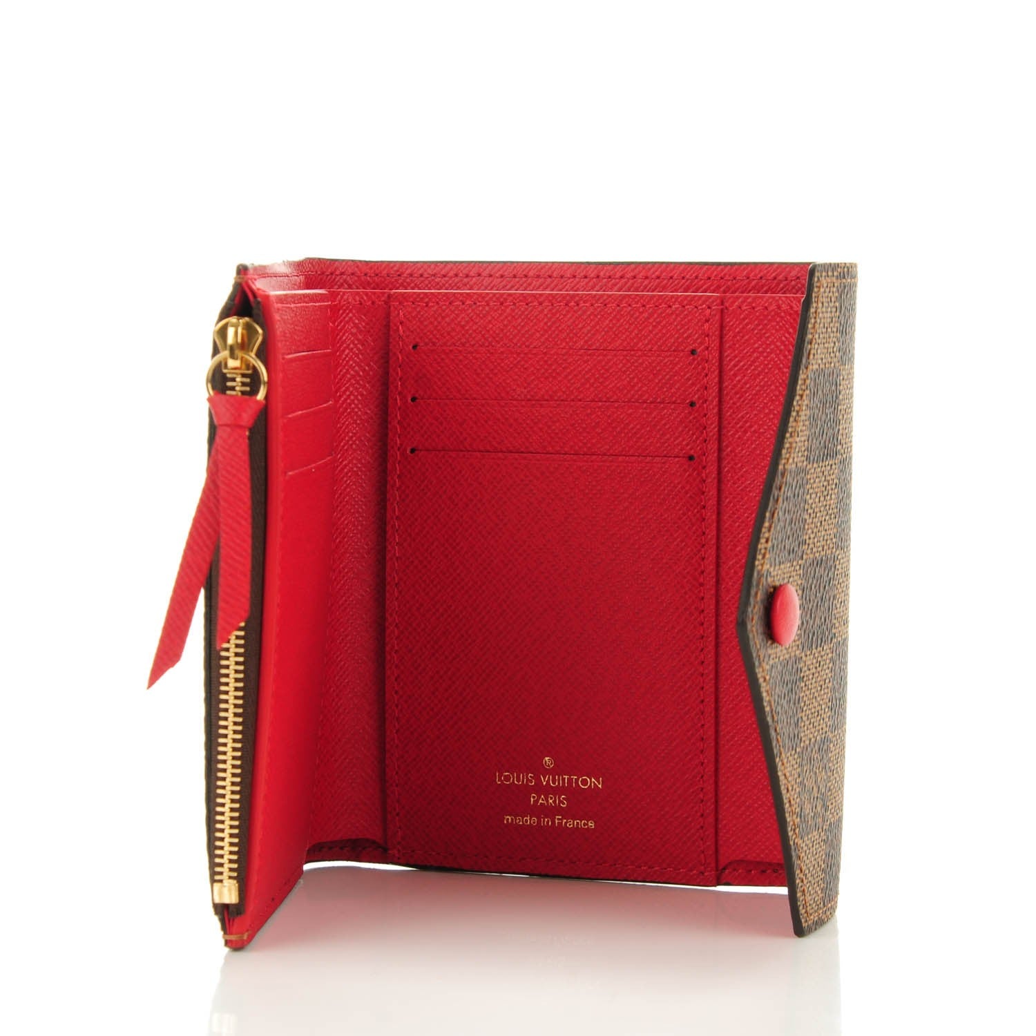 Louis Vuitton Damier Ebene Victorine Wallet Red 5 of 7