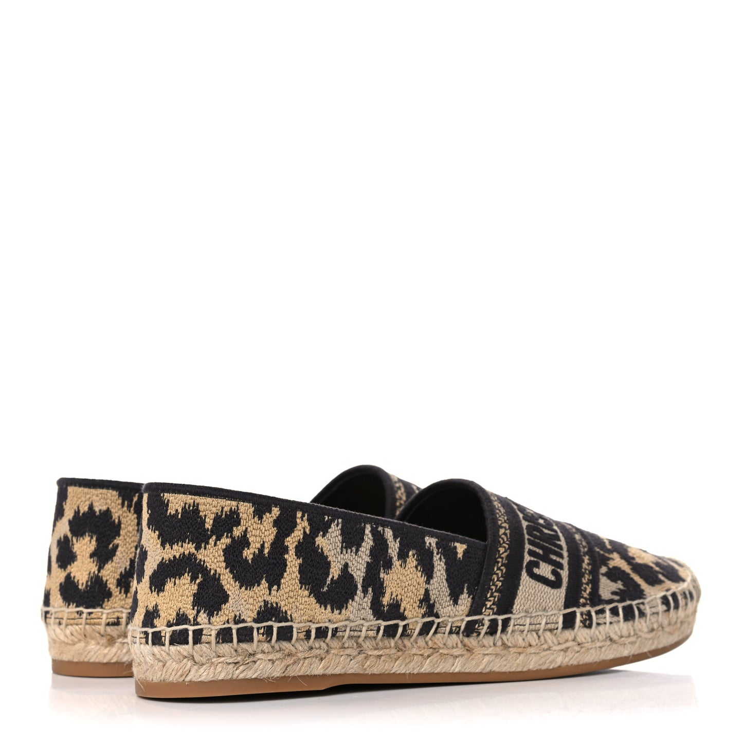 Cotton Embroidered Leopard Print Granville Espadrille 38 Natural