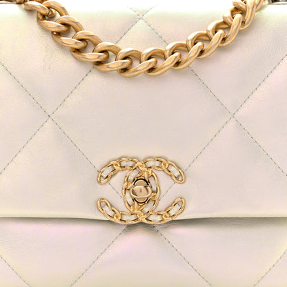 Chanel Iridescent Calfskin Quilted Medium Chanel 19 Flap White 8 of 11