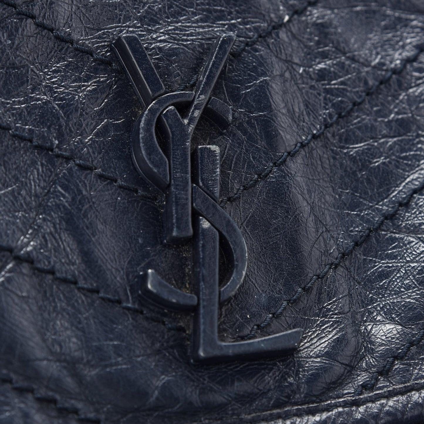 Crinkled Calfskin Matelasse Monogram Large Niki Chain Satchel Deep Marine
