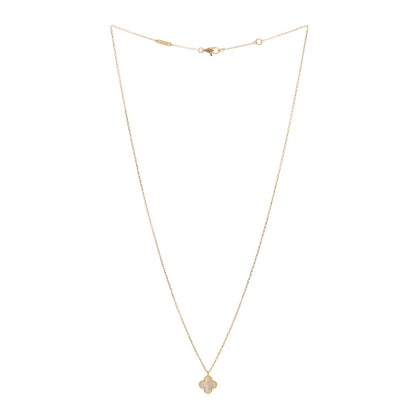 Van Cleef & Arpels 18K Yellow Gold Mother of Pearl Sweet Alhambra Pendant Necklace 2 of 4