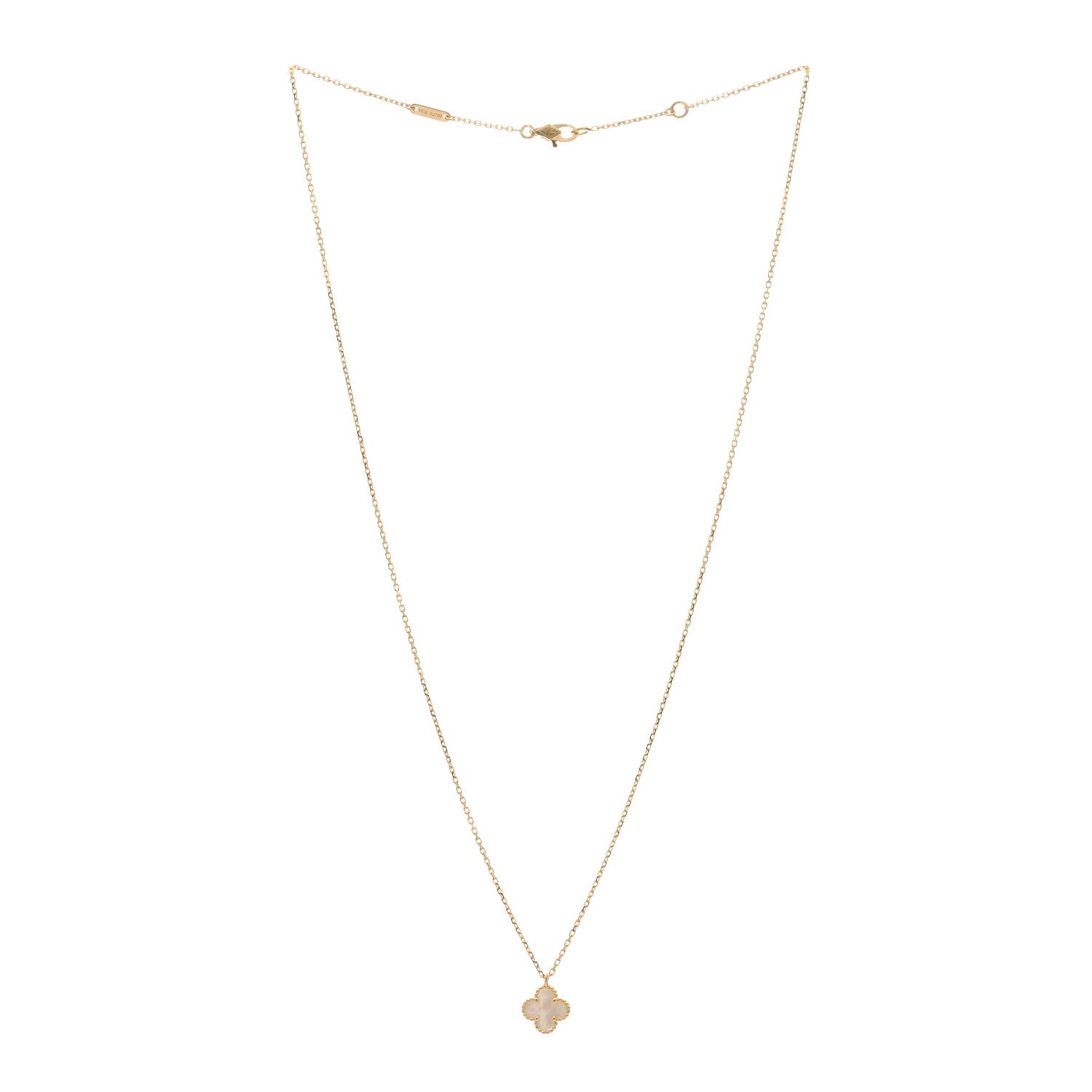 Van Cleef & Arpels 18K Yellow Gold Mother of Pearl Sweet Alhambra Pendant Necklace 2 of 4