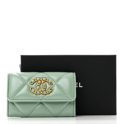 Chanel Lambskin Quilted Chanel 19 Flap Card Holder Light Green 9 of 9